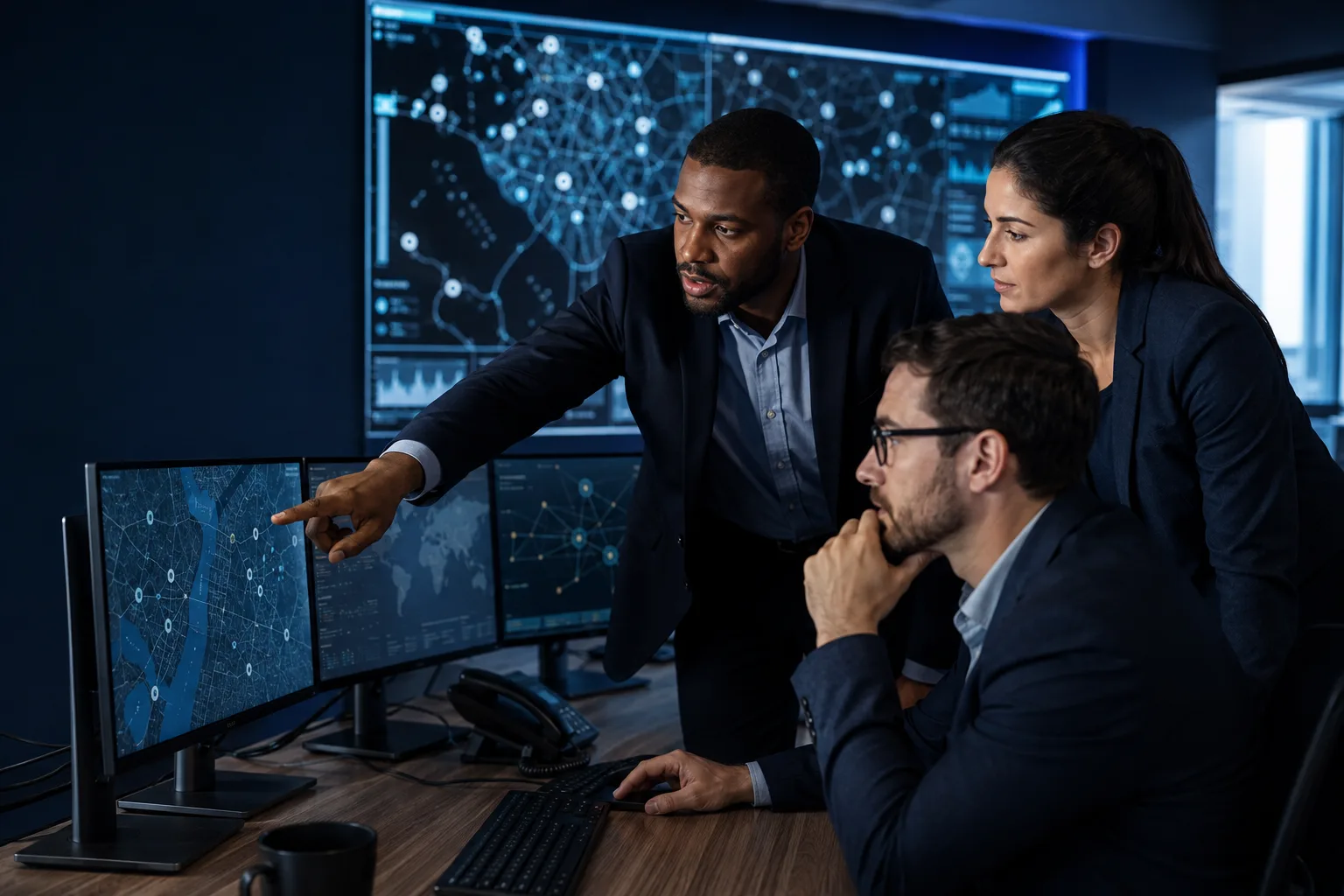 Protective intelligence analyst monitoring threats to elected officials